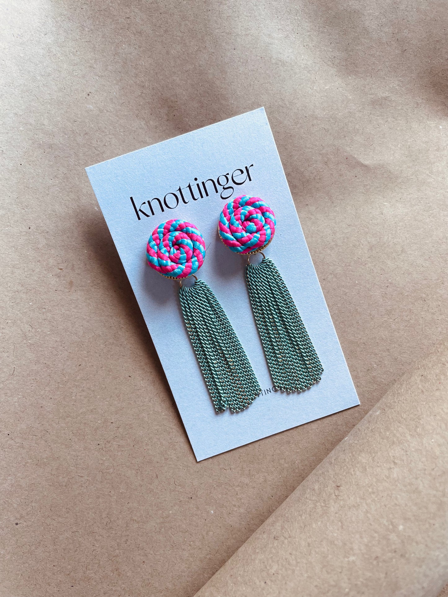 Rope and chain tassel earrings - Knottinger