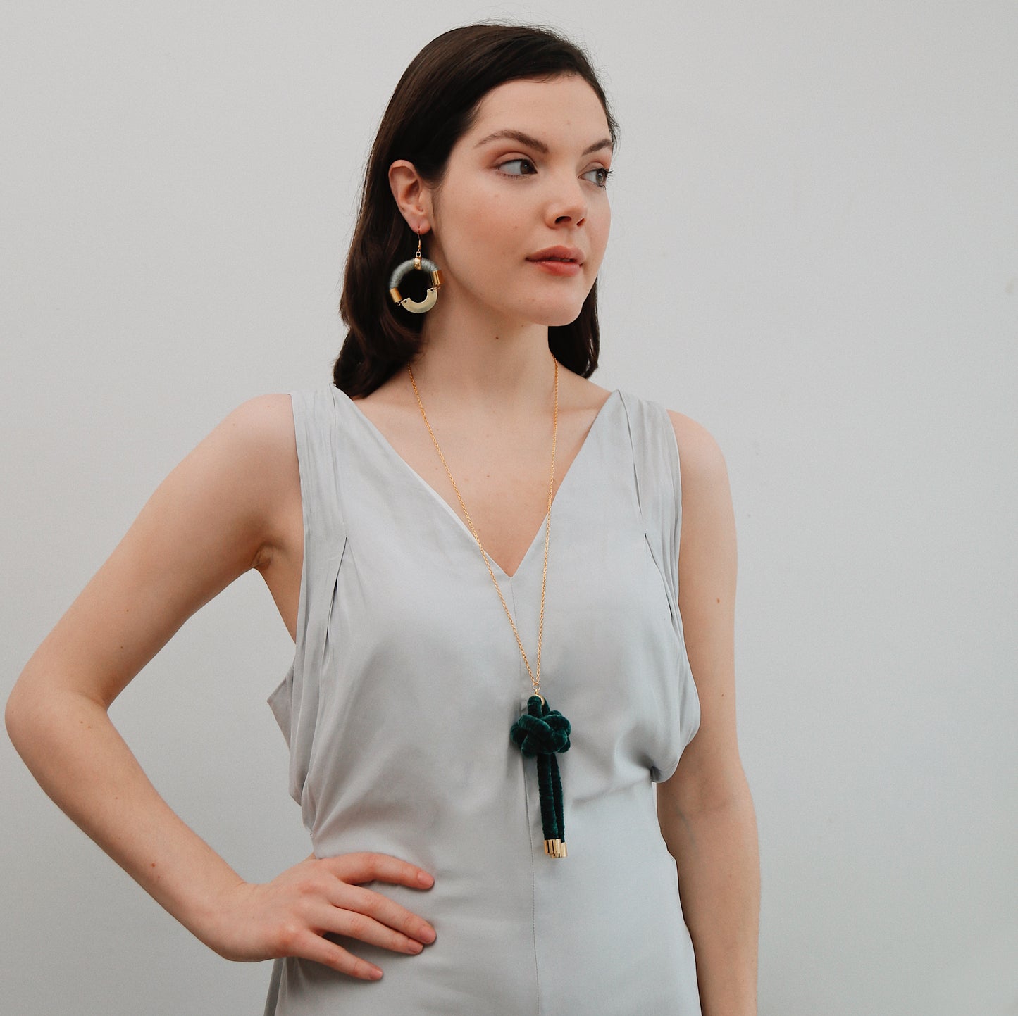 Diamond knot long necklace - knottinger.