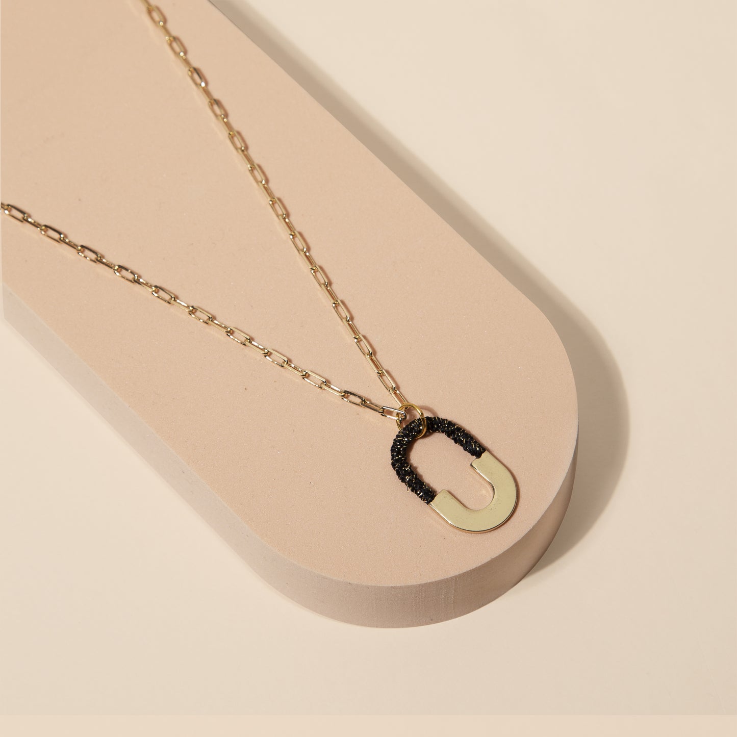 Fibre and alloy oval chain necklace - knottinger.